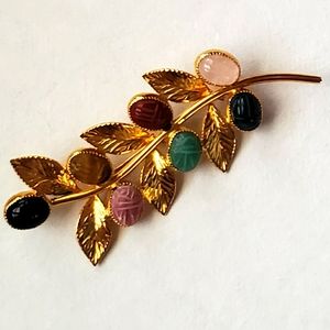 VINTAGE LEAF SCARAB BROOCH